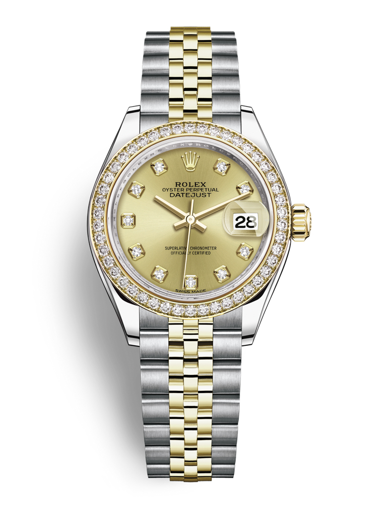 Rolex Lady Datejust 28mm Stainless Steel and Yellow Gold 279383RBR Champagne Diamond Jubilee